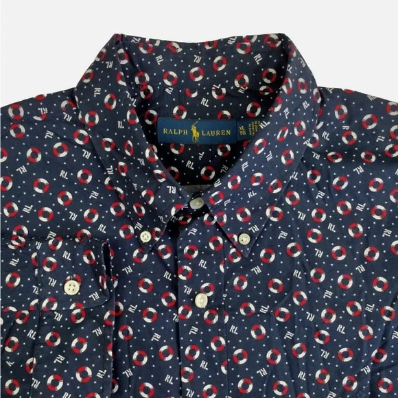 Ralph Lauren Blue Lifesaver Button Down Shirt - Picture 3 of 6